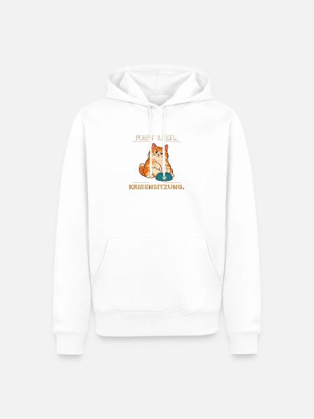 Krisensitzung der hungrigen Katze - Männer Premium Bio Hoodie - Weiß