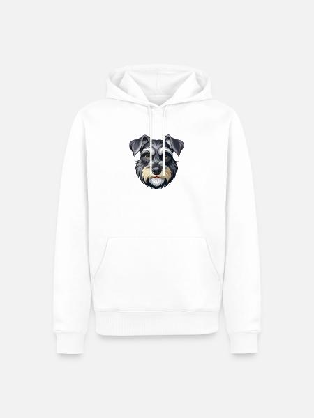 Schnauzer-Hundekopf-Miniaturen - Männer Premium Bio Hoodie - Weiß