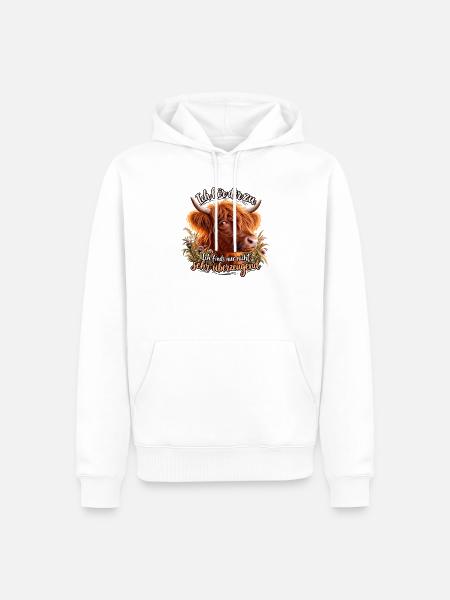 Highland Kuh Zuhören Spruch - Männer Premium Bio Hoodie - Weiß