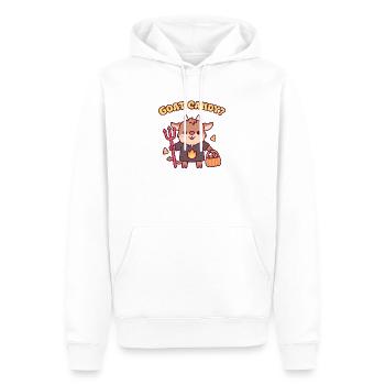 Süßer Teufelsziegen-Süßes-oder-Saures-Witz – Wortspiel mit Ziegenbonbons - Männer Premium Bio Hoodie - Weiß - Vorne - Nico (187cm)