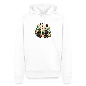 Panda-Leser unter Blumen - Männer Premium Bio Hoodie - Weiß - Vorne - Nico (187cm)