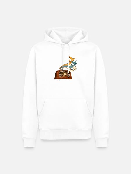 Radiowellen werden zu Vögeln - Männer Premium Bio Hoodie - Weiß