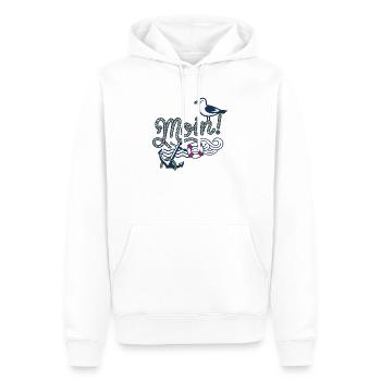 Moin mit_Moewe_und_Anker - Männer Premium Bio Hoodie - Weiß - Vorne - Nico (187cm)