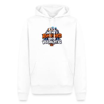Wenn's ruhig wird, wird's verdächtig - Männer Premium Bio Hoodie - Weiß - Vorne - Nico (187cm)