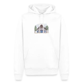 Fachwerkhaus im Aquarellstil  - Männer Premium Bio Hoodie - Weiß - Vorne - Nico (187cm)