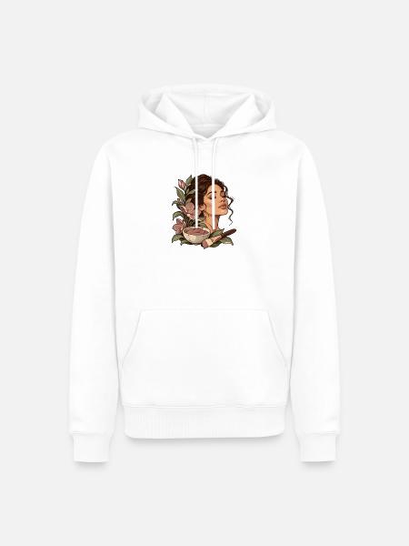 Botanisches Gesichtsritual - Männer Premium Bio Hoodie - Weiß