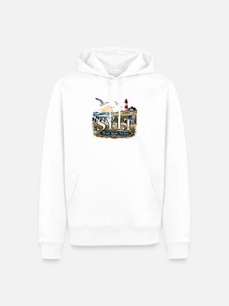 Sylt Strandwind Motiv - Männer Premium Bio Hoodie - Weiß
