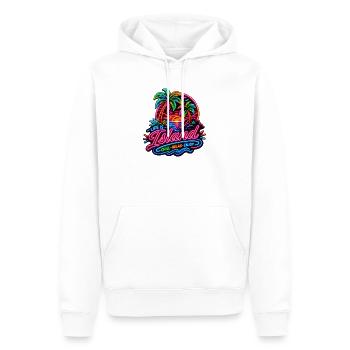 Neon Insel Sunset Relax - Männer Premium Bio Hoodie - Weiß - Vorne - Nico (187cm)
