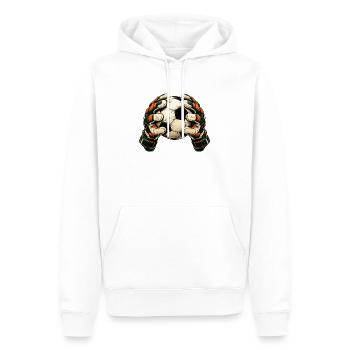 Torwart Geschenk - Fußball und Handschuhe - Männer Premium Bio Hoodie - Weiß - Vorne - Nico (187cm)
