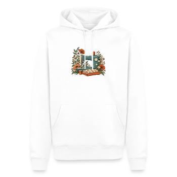 Nähmaschine mit Blumen - Vintage Nähen - Männer Premium Bio Hoodie - Weiß - Vorne - Nico (187cm)