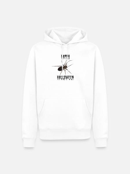 Happy Halloween Spinne - Gruselschrift - Männer Premium Bio Hoodie - Weiß