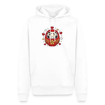 Daruma Puppe Herzen Japan Glücksbringer Shirt - Männer Premium Bio Hoodie - Weiß - Vorne - Nico (187cm)