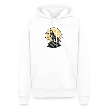 Heulender Wolf Vollmond Nacht Wildnis Vektor Shirt - Männer Premium Bio Hoodie - Weiß - Vorne - Nico (187cm)