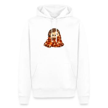 Kuscheliger Igel mit Plaidschal - Männer Premium Bio Hoodie - Weiß - Vorne - Nico (187cm)