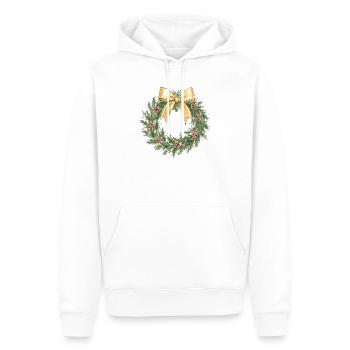 Eleganter goldener Weihnachtskranz mit Schleife - Männer Premium Bio Hoodie - Weiß - Vorne - Nico (187cm)