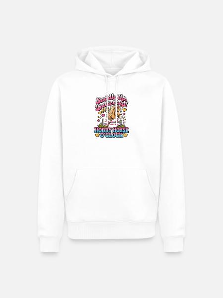 Sattel buttercup_Hobby Horse O'Clock - Männer Premium Bio Hoodie - Weiß