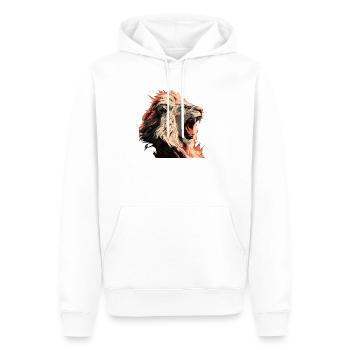 Löwenporträt im Flammenlook - Männer Premium Bio Hoodie - Weiß - Vorne - Nico (187cm)