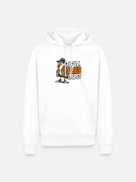 Spy Seagull Noir - Männer Premium Bio Hoodie - Weiß