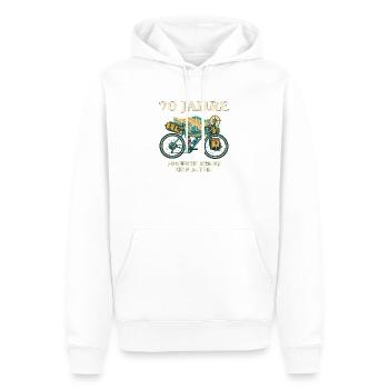 70 Jahre Fernweh Fahrrad - Männer Premium Bio Hoodie - Weiß - Vorne - Nico (187cm)