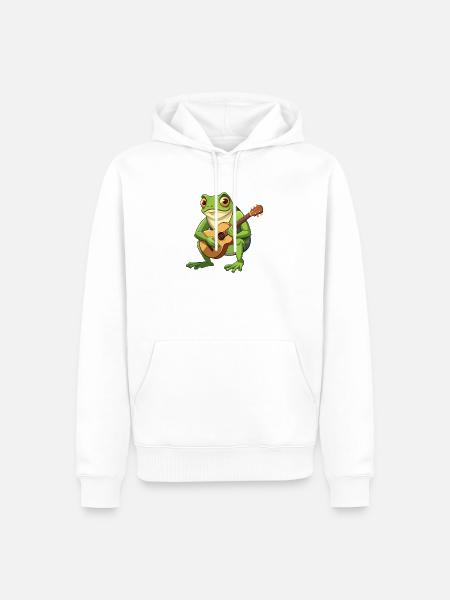 Froschkröte spielt akustische Gitarre - Männer Premium Bio Hoodie - Weiß