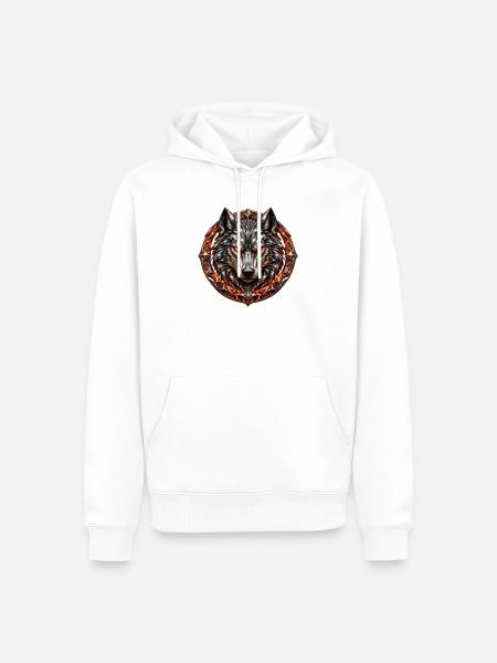 Molten Steel Wolf - Männer Premium Bio Hoodie - Weiß
