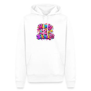 Herzlichen Glückwunsch zum zweiten Geburtstag Graffiti: Pink Sparkle Party! - Männer Premium Bio Hoodie - Weiß - Vorne - Nico (187cm)
