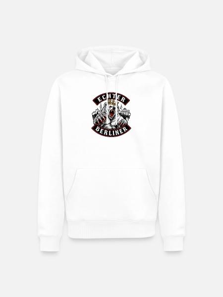 Echter Berliner Bär Krone - Männer Premium Bio Hoodie - Weiß