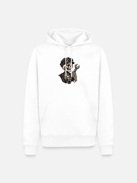 Steampunk Mechanisches Skelett - Männer Premium Bio Hoodie - Weiß