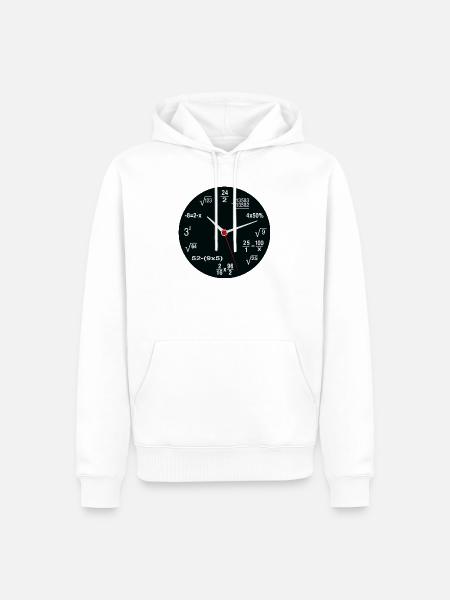 Mathe-Nerd – Die etwas andere Uhr - Männer Premium Bio Hoodie - Weiß