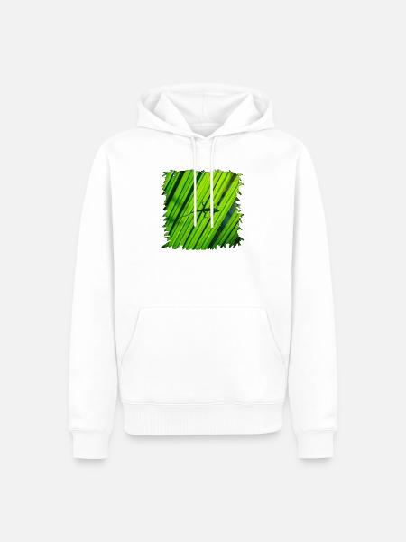 Gecko-Silhouette auf grünem Blatt - Männer Premium Bio Hoodie - Weiß