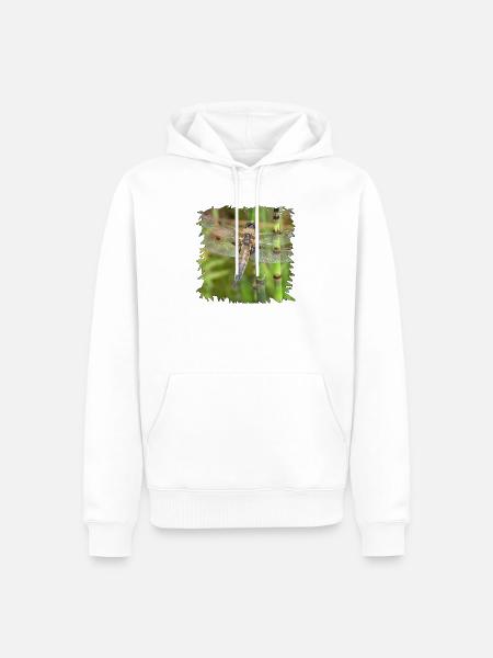 Libelle auf Schachtelhalm - Männer Premium Bio Hoodie - Weiß