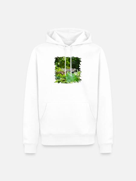 Dschungel-Leguan im Blätterdach - Männer Premium Bio Hoodie - Weiß