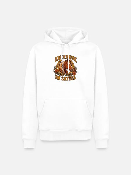 Zu Hause im Sattel - Männer Premium Bio Hoodie - Weiß