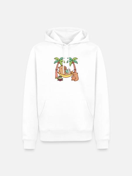 Niedliche Kapybara-Lesebücher Hängematte Tropenkunst - Männer Premium Bio Hoodie - Weiß