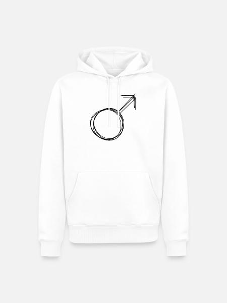 Männlich Zeichen handgezeichnet - Männer Premium Bio Hoodie - Weiß