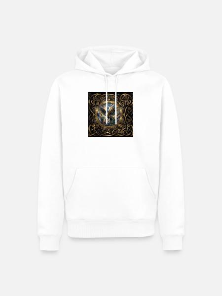 Mechanischer Phönix im Zahnradrahmen - Männer Premium Bio Hoodie - Weiß