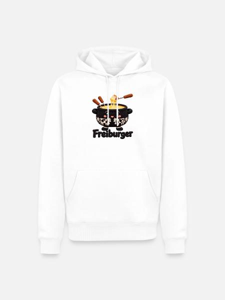 Käsefondue Topfheld mit Kühen - Männer Premium Bio Hoodie - Weiß