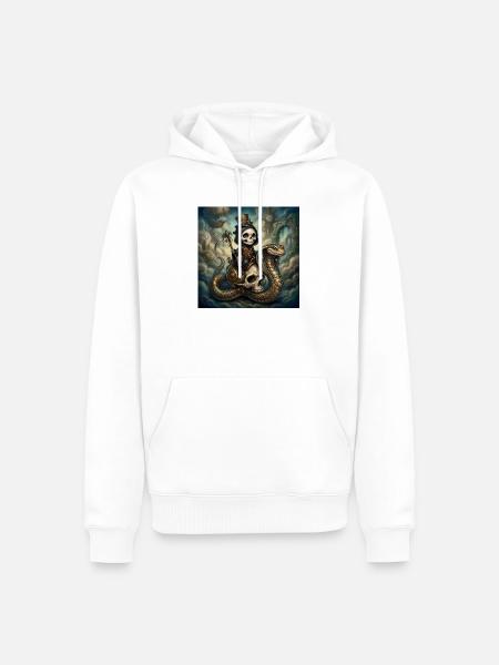 Steampunk-Skelett reitet auf der Schlange - Männer Premium Bio Hoodie - Weiß