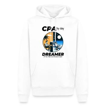 CPA Daydreams : Concilier travail et bonheur à Split - Sweat à capuche Premium bio Homme - blanc - Devant - Nico (187cm)