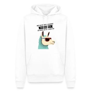 Wer Nicht Mit Mir Auskommt - Lama Alpaka Spruch - Männer Premium Bio Hoodie - Weiß - Vorne - Nico (187cm)
