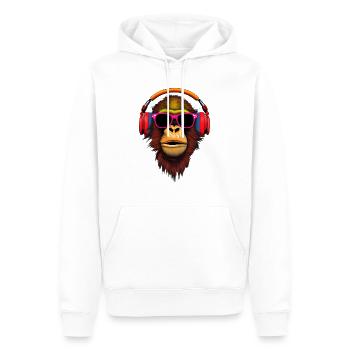 Singe réfrigéré avec écouteurs et bri soleil - Sweat à capuche Premium bio Homme - blanc - Devant - Nico (187cm)
