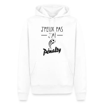 J'Peux Pas J'ai Pénalty Fan et Joueur De Foot - Sweat à capuche Premium bio Homme - blanc - Devant - Nico (187cm)