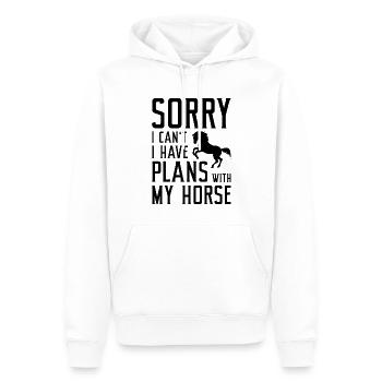 Désolé, je ne peux pas avoir de plans avec mon cheval - Sweat à capuche Premium bio Homme - blanc - Devant - Nico (187cm)