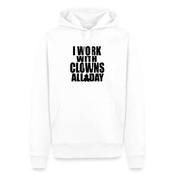 Je travaille avec le clown 6 - Sweat à capuche Premium bio Homme - blanc - Devant - Nico (187cm)