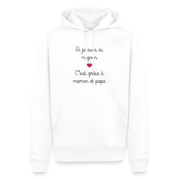 mignon - Sweat à capuche Premium bio Homme - blanc - Devant - Nico (187cm)