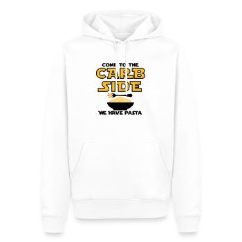 carbs.ai - Men’s Premium Organic Hoodie - white - Front - Nico (187cm)