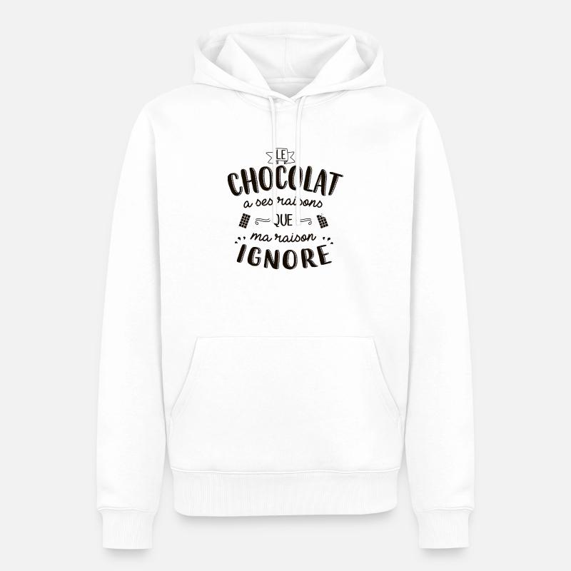 Le chocolat à ses raisons - Sweat à capuche Premium bio Homme - blanc