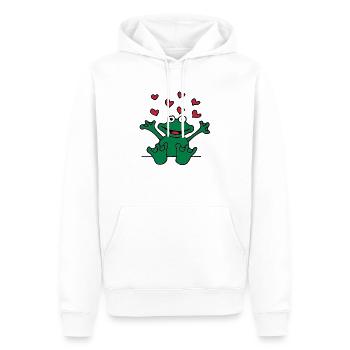 heart_frog_1220113c_a - Sweat à capuche Premium bio Homme - blanc - Devant - Nico (187cm)