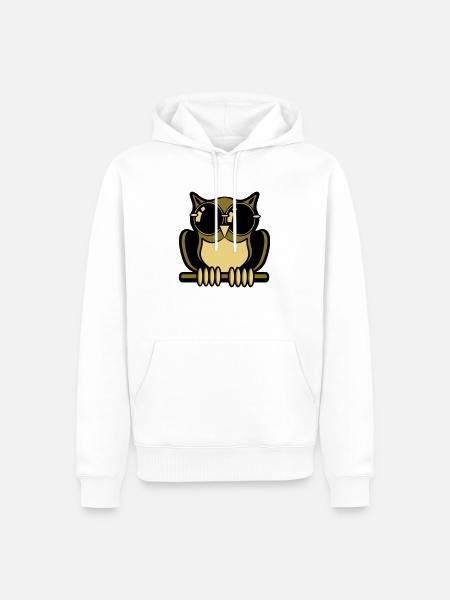 OWL bird forest sunglasses - Men’s Premium Organic Hoodie - white