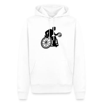 Chaise roulante Basketball - Sweat à capuche Premium bio Homme - blanc - Devant - Nico (187cm)